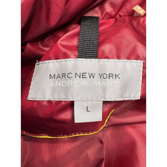 Marc New York Burgundy Down Filled Quilted Puffer Coat Women's Large Luxury - Picture 10 of 12